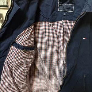 Tommy Hilfiger Men's Dark Blue Jacket with Checkered Lining